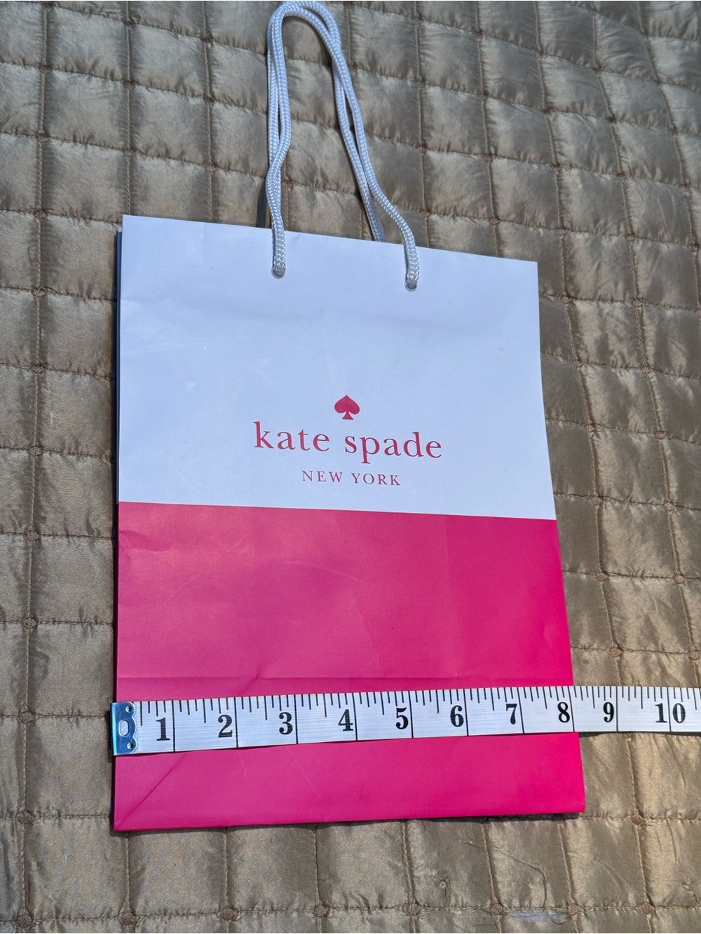 Kate Spade White and Hot Pink Two-Tone Gift Bag